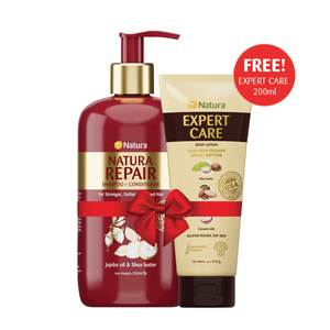 Natura Repair Shampoo 330ml with Expert Care Body Lotion 200ml Free